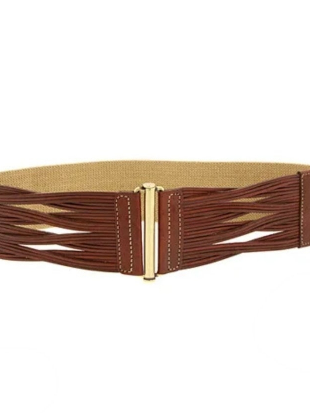 nwt FOSSIL bar clasp stretch belt leather S M